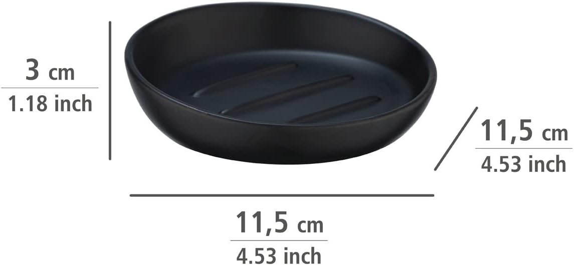 Porte-Savon Badi Noir céramique - Céramique, 11.5 x 3 x 11.5 cm, Noir