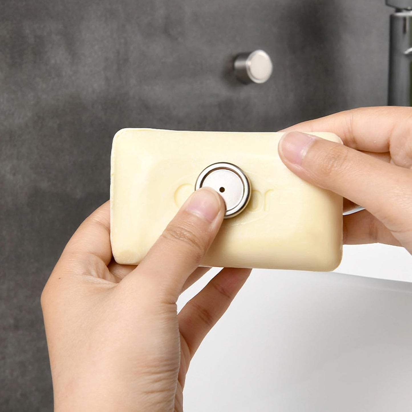 porte savon douche aimante argent