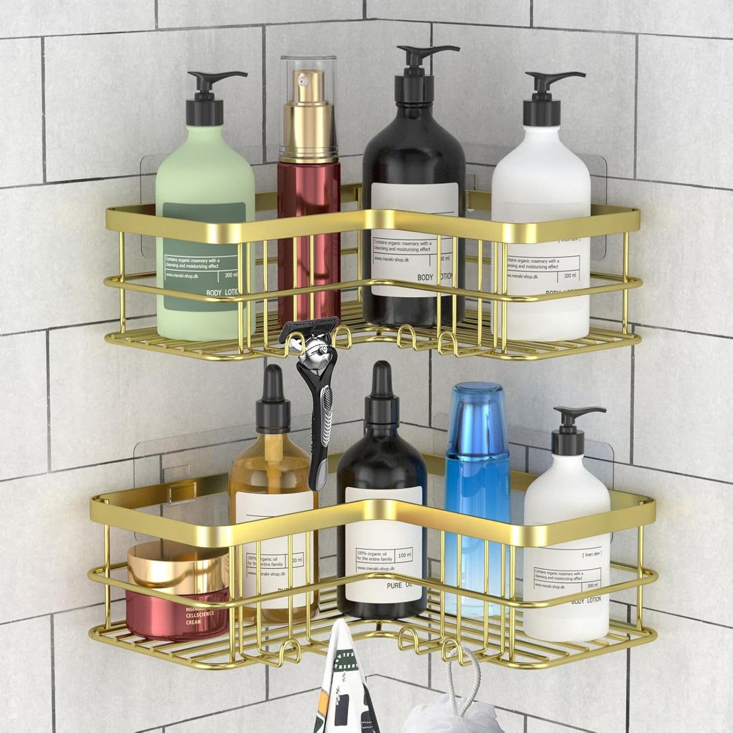 porte savon douche doré