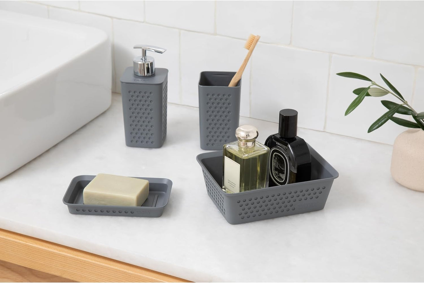 porte savon gris salle de bain