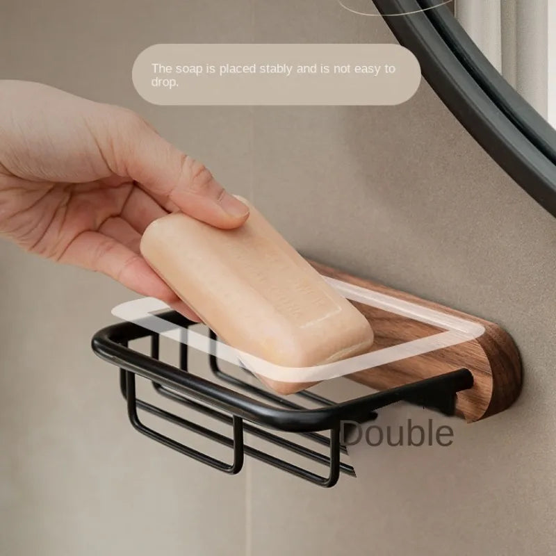 porte savon mural bois salle de bain
