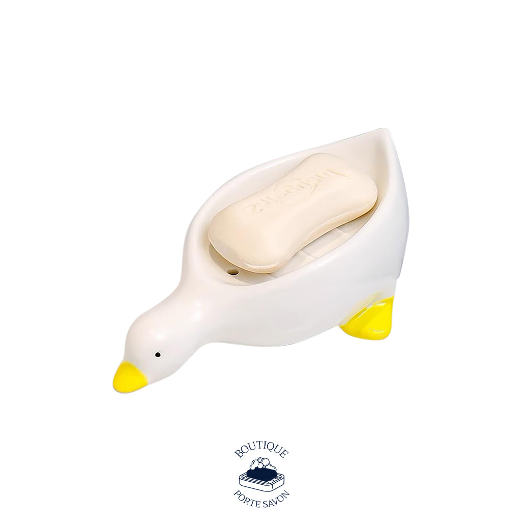 Porte-savon en céramique mignon en forme de canard, porte-savon auto-drainant pour douche, salle de bain, baignoire, cuisine, lavabo, plateau en céramique