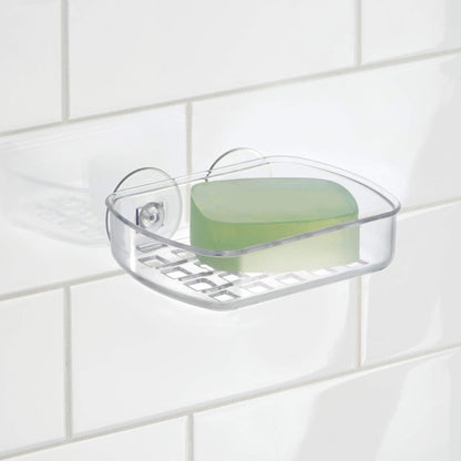 iDesign iDesign Basic Porte-Savon, Support à Savon en Plastique Avec deux Ventouses Puissantes, Transparent