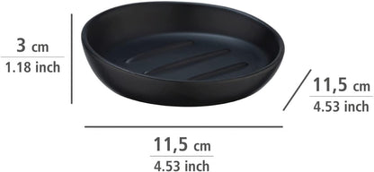 Porte-Savon Badi Noir céramique - Céramique, 11.5 x 3 x 11.5 cm, Noir
