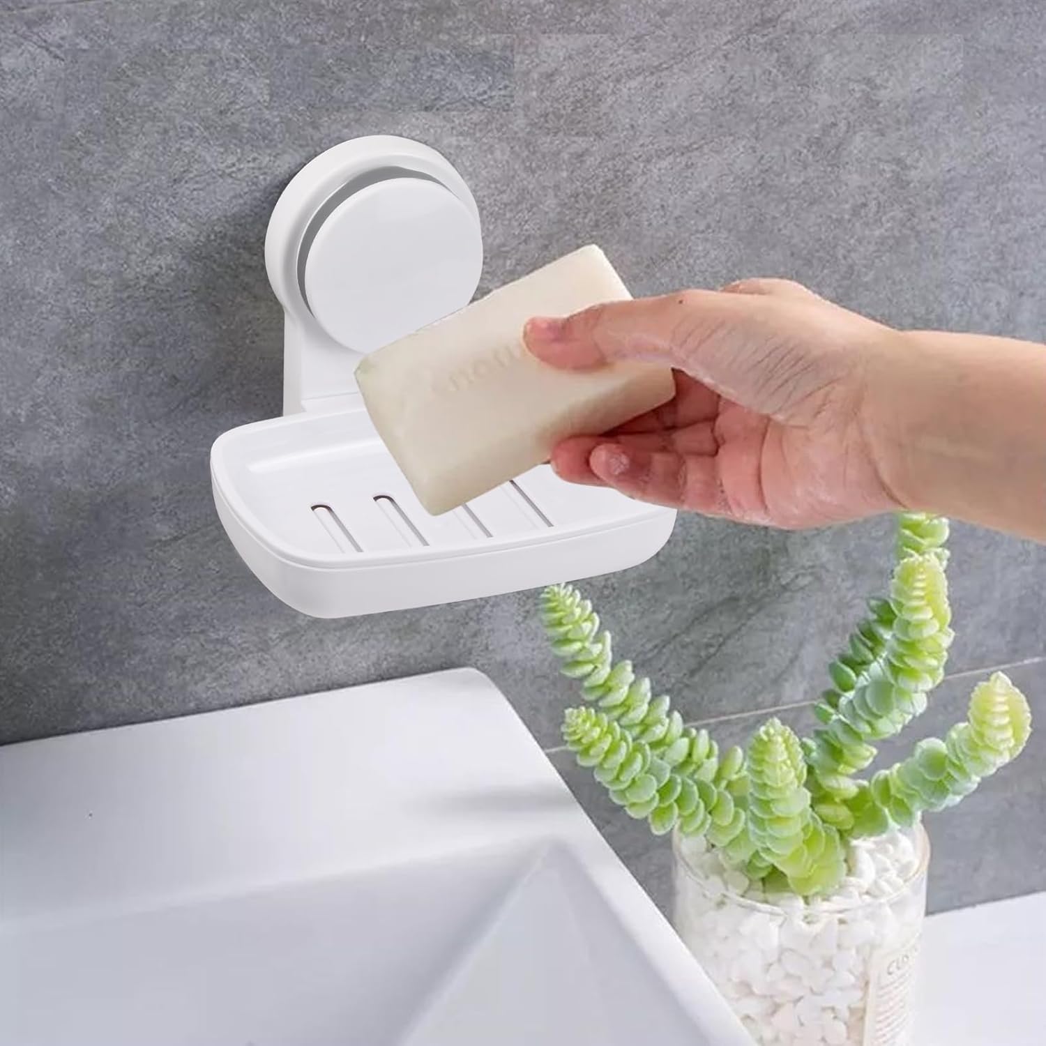 porte savon mural blanc salle de bain