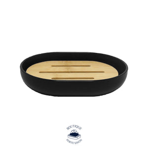 porte savon noir et bois