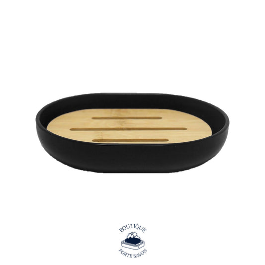 porte savon noir et bois