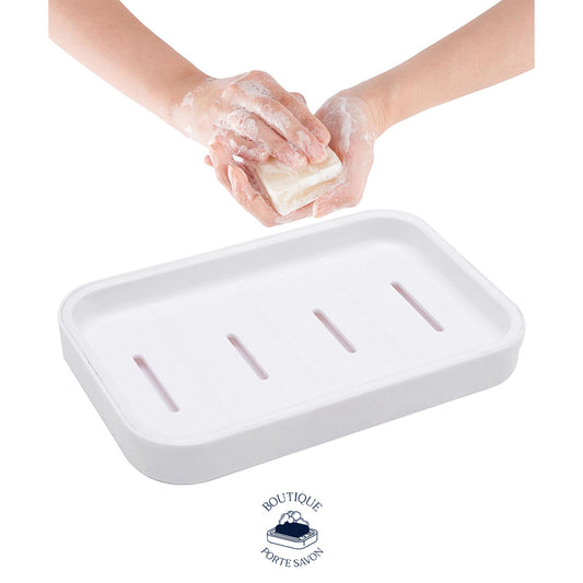 porte savon plastique blanc salle de bain